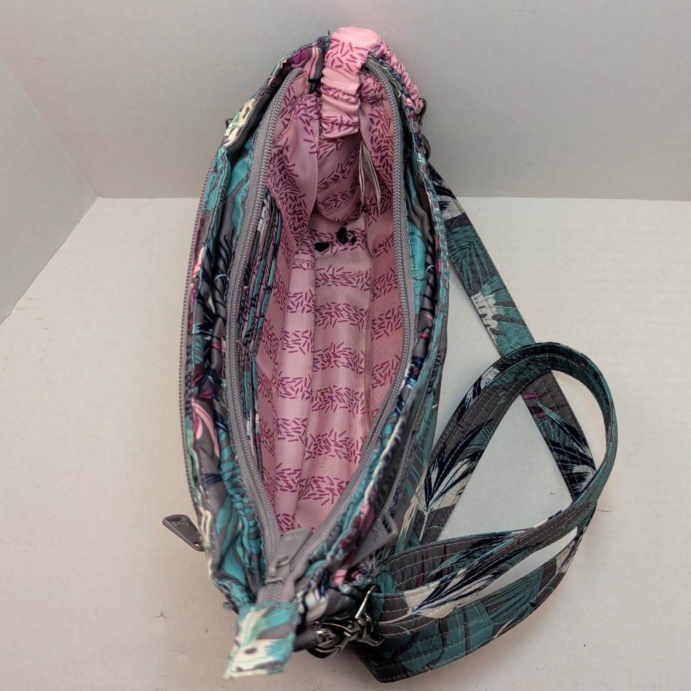 Lug Mambo Crossbody Bag Tropical Leaf Teal Grey - Picture 7 of 16